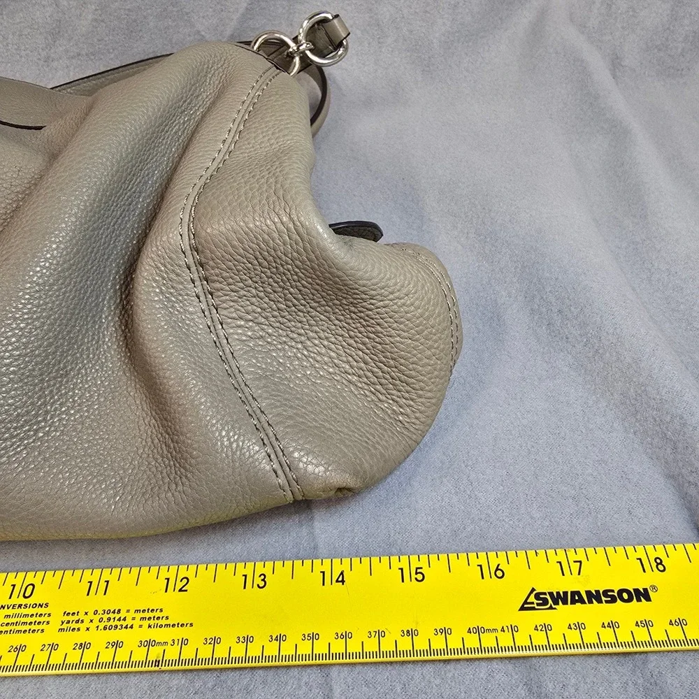 Coach Lexy Shoulder Bag Taupe Pebbled Leather Hobo Tote F57545 Silver Hardware